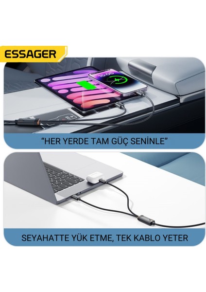 1.2 Metre 100W 2in1 Type C To 2x Type C Şarj ve Data Kablosu, Çift Cihaz Desteği, Dayanıklı Örgülü Tasarım, modelleri