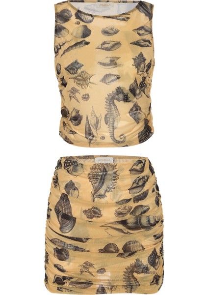 Çok Renkli Bluz-Etek Ikili Takım