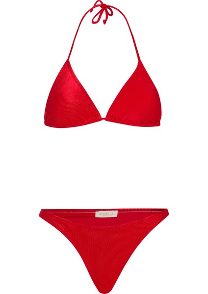 Dokulu Kırmızı Üçgen Bikini