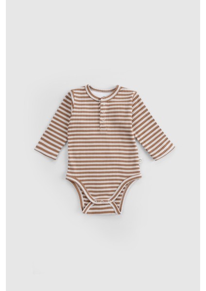 Ayarlanabilir Çıtçıtlı Modal Bebek Body Uzun Kollu Kahverengi Zıbın fiyatları