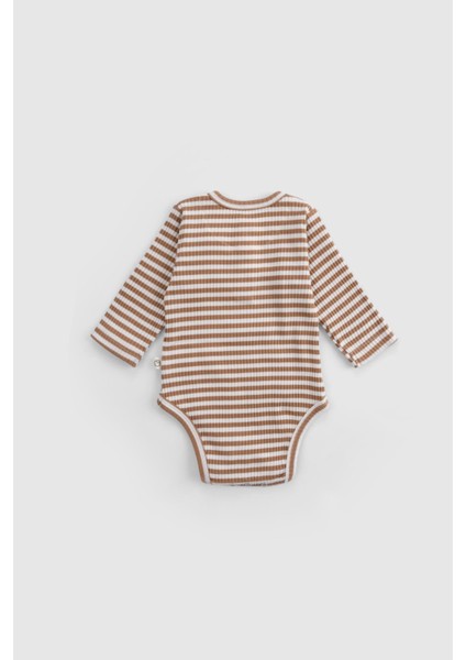 Ayarlanabilir Çıtçıtlı Modal Bebek Body Uzun Kollu Kahverengi Zıbın modelleri