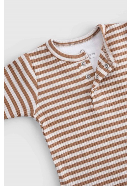 Ayarlanabilir Çıtçıtlı Modal Bebek Body Uzun Kollu Kahverengi Zıbın fırsatları