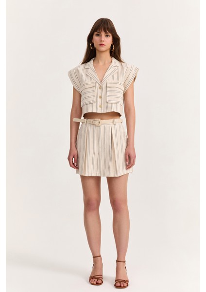 Çizgi Detaylı Büyük Cepli Gömlek Naturel modelleri