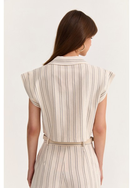 Çizgi Detaylı Büyük Cepli Gömlek Naturel indirimleri