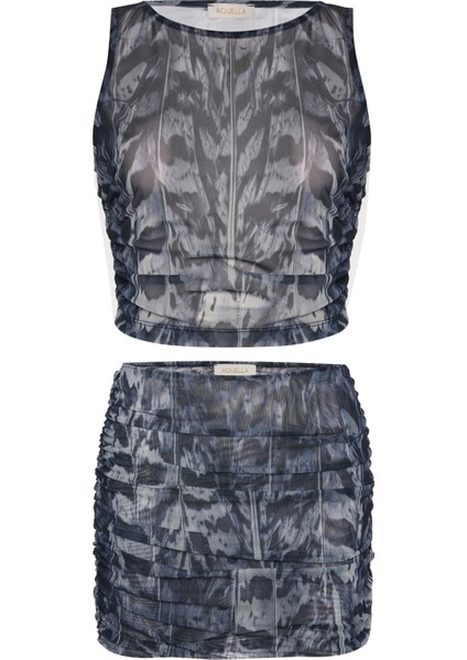 Çok Renkli Bluz-Etek Ikili Takım