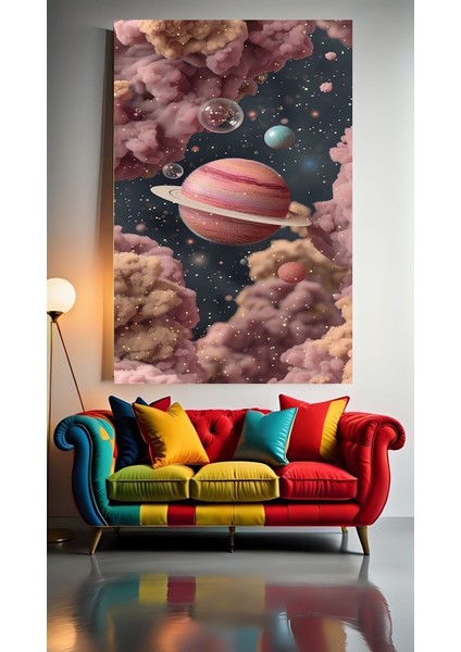 Şekerden Gezegenler V1 Ev Duvar Salon Güzellik Salonu Ofis Dükkan Dekarasyon Kanvas Tablo