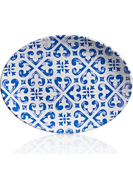 11839.CW.SAN - Tilda Santorini Oval Tabak 39X29 Cm, Thermoset Melamin