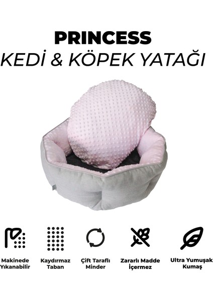 Princess, Çift Taraflı Minderli, Ultra Yumuşak, Kaydırmaz Tabanlı, Yıkanabilir Kedi ve Köpek Yatağı fiyatları