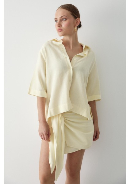 Sarı Bağlama Detaylı Etek Gömlek Takım indirimleri