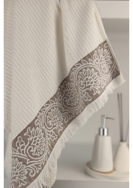 Bambu Banyo Havlusu - Püsküllü & Ekstra Yumuşak & Süper Emici - 70X140 cm - Ekru indirimleri