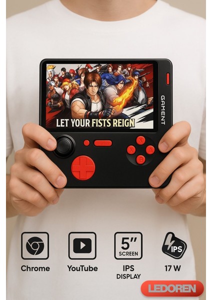 Gamemt E5 Elde Taşınabilir Youtube Chrome Oyun Konsolu 5000 Mah 2 In 1 Hızlı Şarj Cihazı 17 W Retro