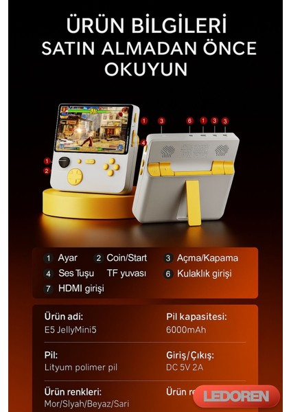 Gamemt E5 Elde Taşınabilir Youtube Chrome Oyun Konsolu 5000 Mah 2 In 1 Hızlı Şarj Cihazı 17 W Retro fırsatları