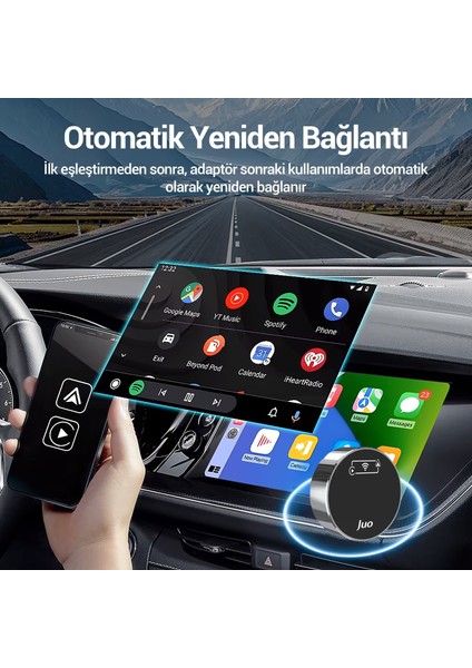 Kablosuz Carplay Android Auto Kabloludan Kablosuza Çevirici USB ve Type-C Adaptör