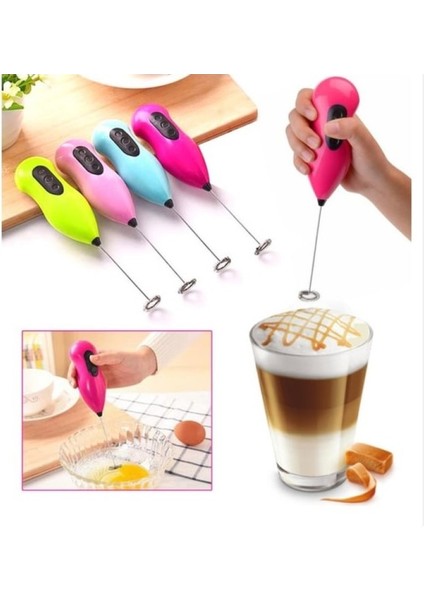 Coffe Whisk Pilli Pratik Metal Çırpıcı Mini Mixer Kahve/Cappucino/Süt Köpürtücü