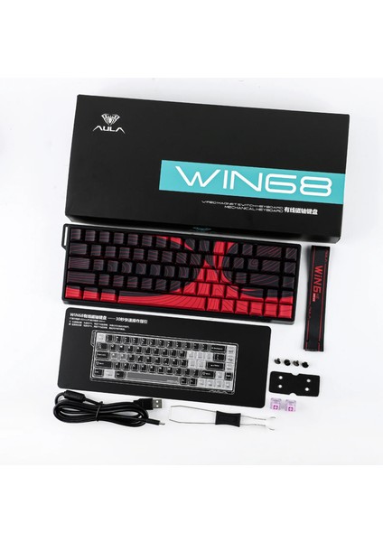 Win68 He Max Manyetik Klavye Rapid Trigger Wing Chun Switch 8000Hz RGB TKL Hot Swap Oyuncu Klavyesi Kırmızı