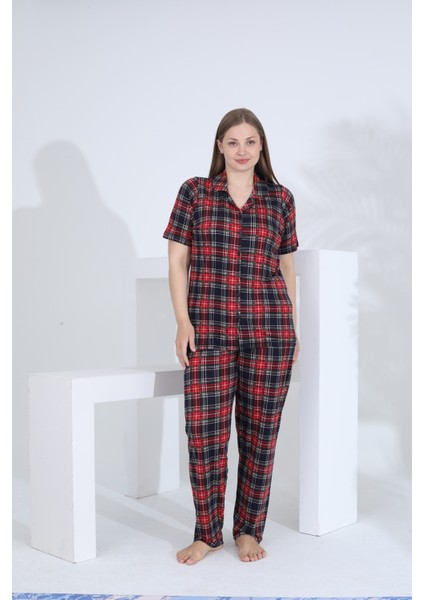 Angelique Bambu Kısa Kol Önden Düğmeli Kadın Pijama Takımı 22007