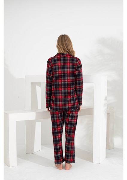 Angelique %100 Pamuk Uzun Kol Ekose Kadın Pijama Takımı 21224-25-26-27 indirimleri