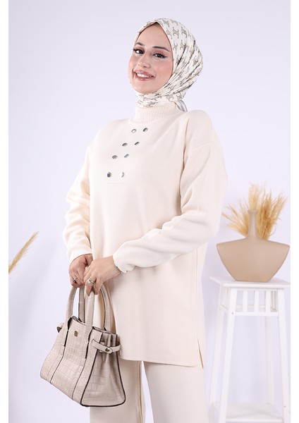 Yarım Balıkçı Önü Düğme Detaylı Takım 1630 Taş fırsatları