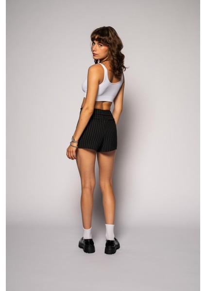 Kadın Siyah Çizgili Şort Etek modelleri
