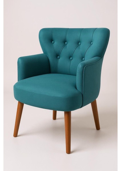 Roma Berjer Modern Tekli Koltuk -Babyface Kumaş - Ahşap Demonte Ayak - Petrol Rengi fırsatları