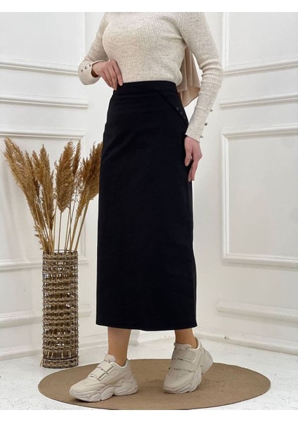 Kumaş Kalem Etek Siyah
