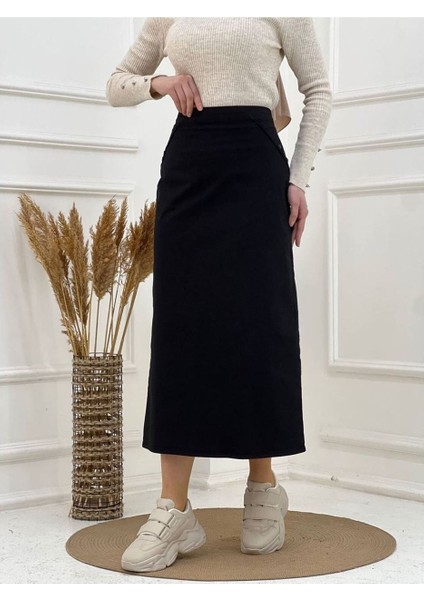 Kumaş Kalem Etek Siyah