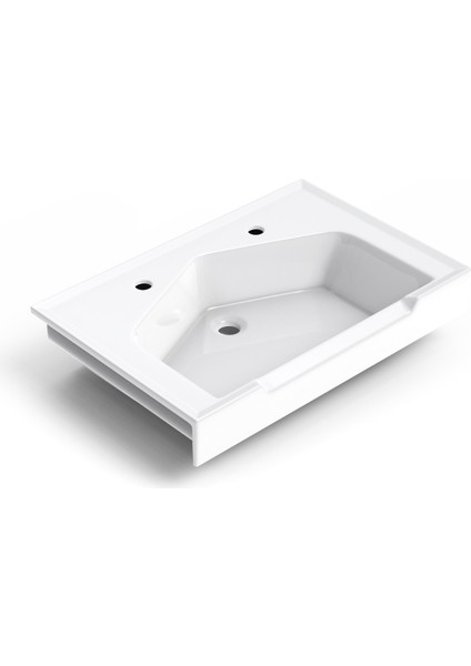 Seramik Kuaför Lavabosu 75 cm Beyaz Erkek Kare Lavabo