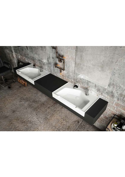 Seramik Kuaför Lavabosu 75 cm Beyaz Erkek Kare Lavabo modelleri