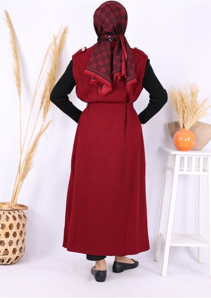 Triko Yelek 18301 Bordo modelleri