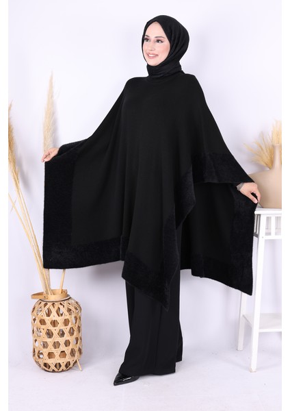 Kürk Detaylı Panço 9206 Siyah fiyatları