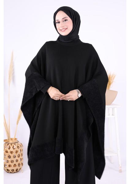 Kürk Detaylı Panço 9206 Siyah fırsatları