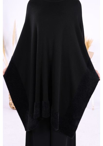 Kürk Detaylı Panço 9206 Siyah indirimleri