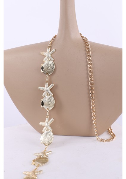 9107 Deniz Kabuklu Zincir Kemer Gold