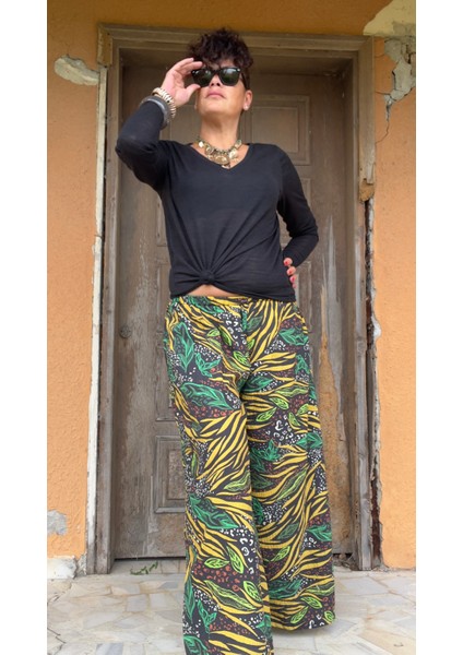 Geniş Paça Bohem Rahat Günlük Pantalon