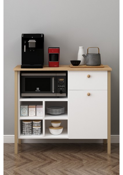 Nora Kahve Köşesi Fırın Dolabı Çekmeceli Alt Modül Çok Amaçlı