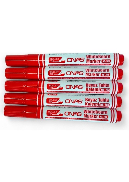 Mikro NS-703 Yuvarlak Uç Beyaz Yazı Tahta Kalemi Kırmızı 5 Lı Set modelleri