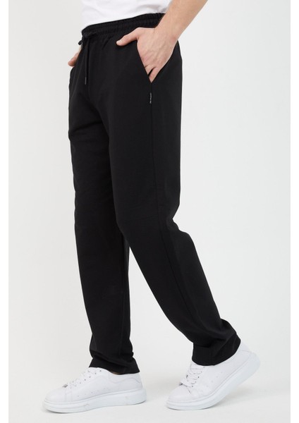 Siyah Regular Fit Kapüşonlu Cepli Sweatshirt Düz Paça Erkek Eşofman Takımı modelleri