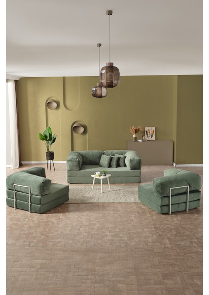 Legom Avanos Aktivite Koltuğu Yatak Olabilen Çok Amaçlı Kanepe Koltuk Takımı Yeşil