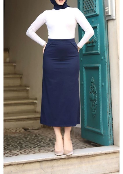 Kumaş Kalem Etek Lacivert fiyatları