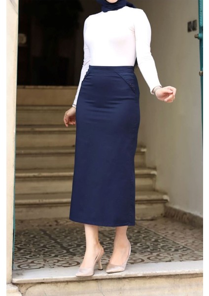 Kumaş Kalem Etek Lacivert fırsatları