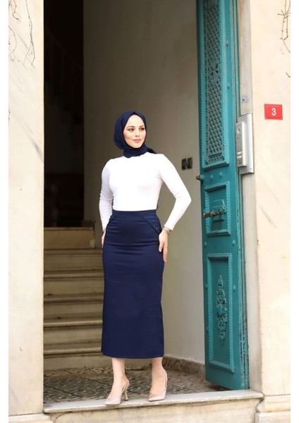 Kumaş Kalem Etek Lacivert