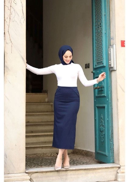 Kumaş Kalem Etek Lacivert