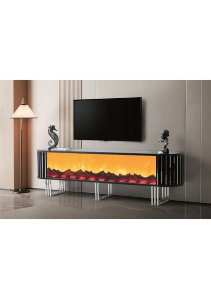 Bera Sonata - Gümüş Şömineli Nehir Tv Sehpası