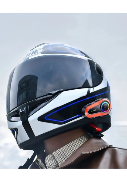 Motorsiklet Kask Interkom Kulaklık Rgb Işık Bluetooth 5.0 Çift Telefon Bağlantı 2x Intercom indirimleri