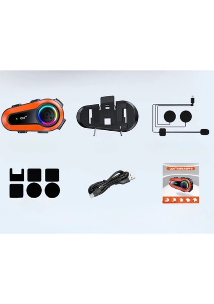 Motorsiklet Kask Interkom Kulaklık Rgb Işık Bluetooth 5.0 Çift Telefon Bağlantı 2x Intercom