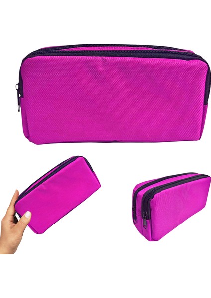 Pembe Kalem Kutusu ( Iki Bölmeli ) Çift Gözlü Kalemlik