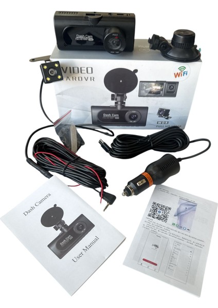 V20 Araç Içi Dikiz Dashcam 3 Kameralı Wifi Araba Kamerası fiyatları