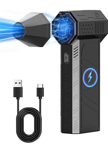 Işıklı Mini Turbo Jet Fan 130000RPM Kablosuz Toz ve Hava Üfleyici – Pc Klavye, Araba Temizleme Aracı