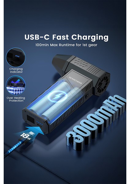 Işıklı Mini Turbo Jet Fan 130000RPM Kablosuz Toz ve Hava Üfleyici – Pc Klavye, Araba Temizleme Aracı modelleri