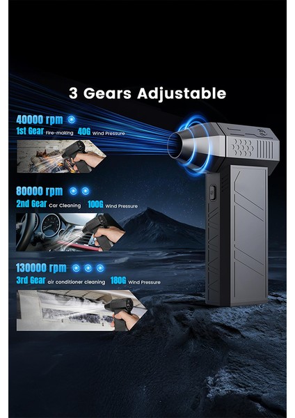 Işıklı Mini Turbo Jet Fan 130000RPM Kablosuz Toz ve Hava Üfleyici – Pc Klavye, Araba Temizleme Aracı fırsatları